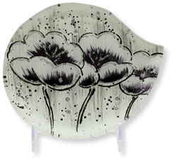 Glass plate "Weisse Lilie" (white lily) round