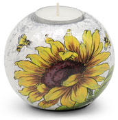 Teelichthalter aus Keramik "Sonnenblume"