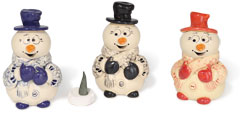 Smoking figure snowman with top hat, mix of 3