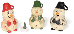 Smoking figure snowman with cup, mix of 3