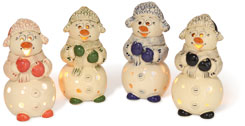 Tealight holder snowman with cap, mix of 4