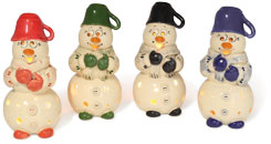 Tealight holder snowman with cup, mix of 4