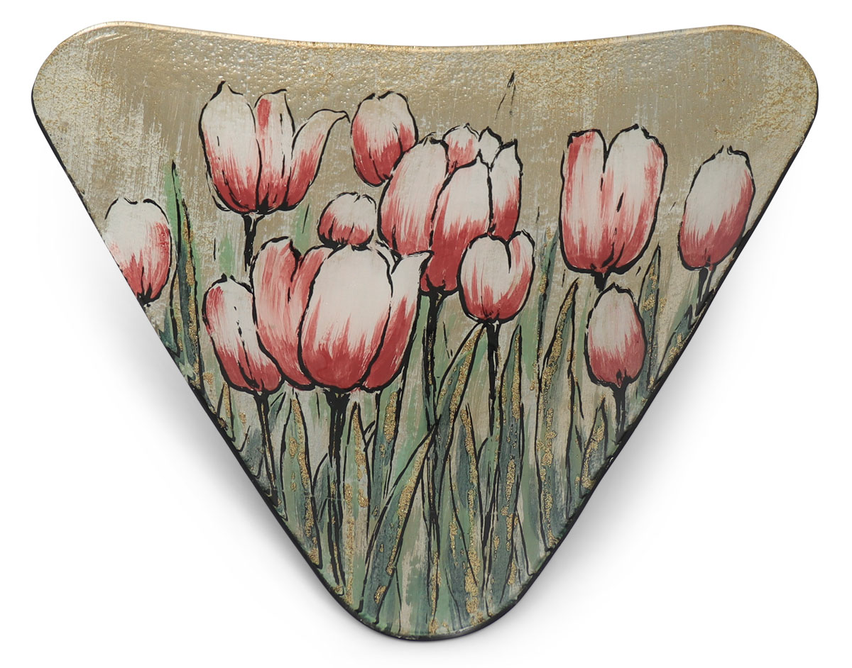 Glasplatte "Tulpen" Dreieck