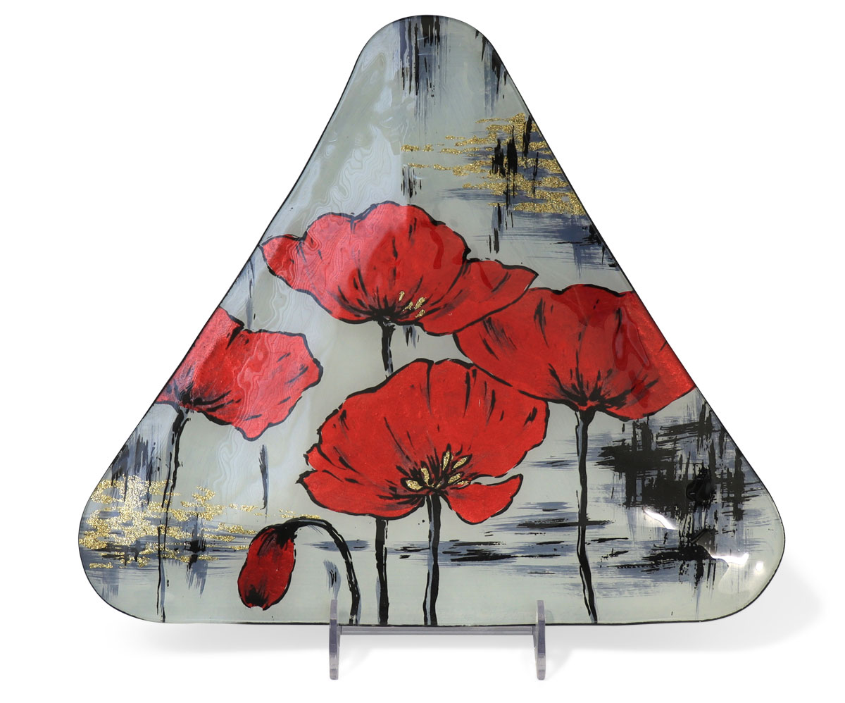 Glasplatte "Mohnblumen" Dreieck