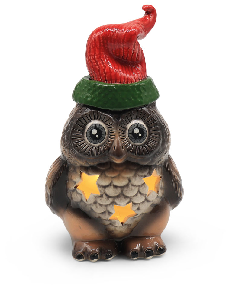 Teelicht-Eule Gerda, braun