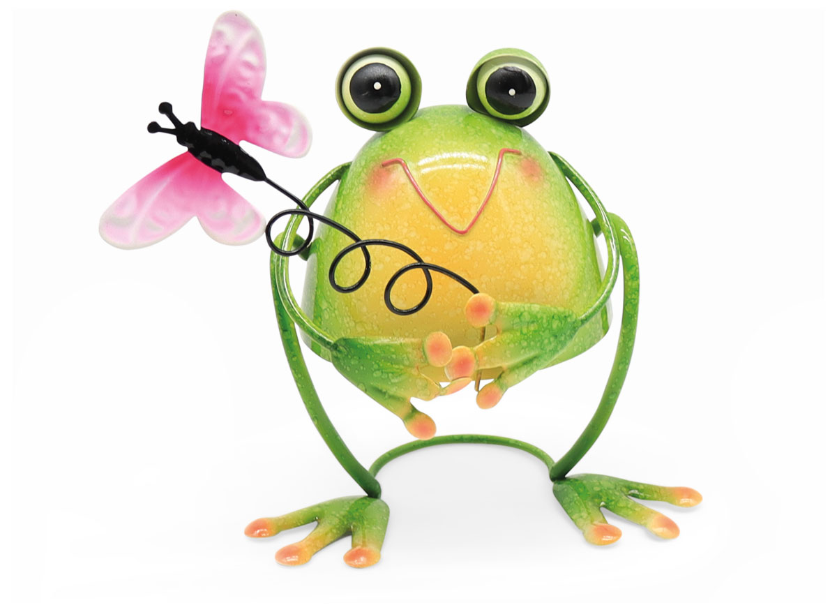 Frosch Jake mit Schmetterling, Metall