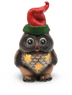 Teelicht-Eule Gerda, braun