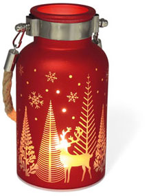 Glas-LED Laterne, Winterlandschaft