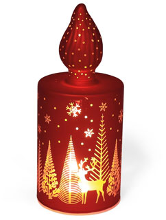 Glas-LED rot Kerze, Winterlandschaft