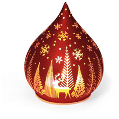 Glas-LED Lichtzapfen rot, Winterlandschaft