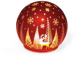 Glas-LED Lichtkugel rot, Winterlandschaft