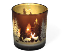 Teelichtglas Wald mit Rehen