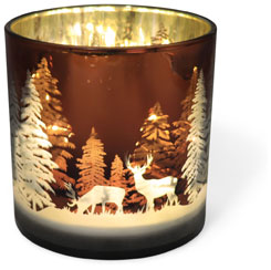 Teelichtglas Wald mit Rehen