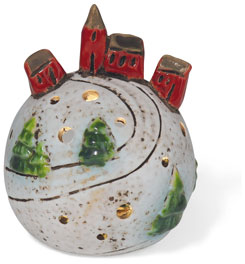 Lichtkugel mit Häusern, Teelichthalter