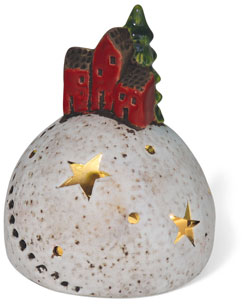 Lichtkugel mit Häusern, Teelichthalter