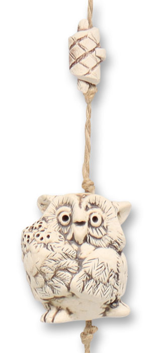 Glockengirlande 3 Eulen, Keramik