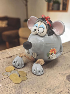 Spardose Maus Blume